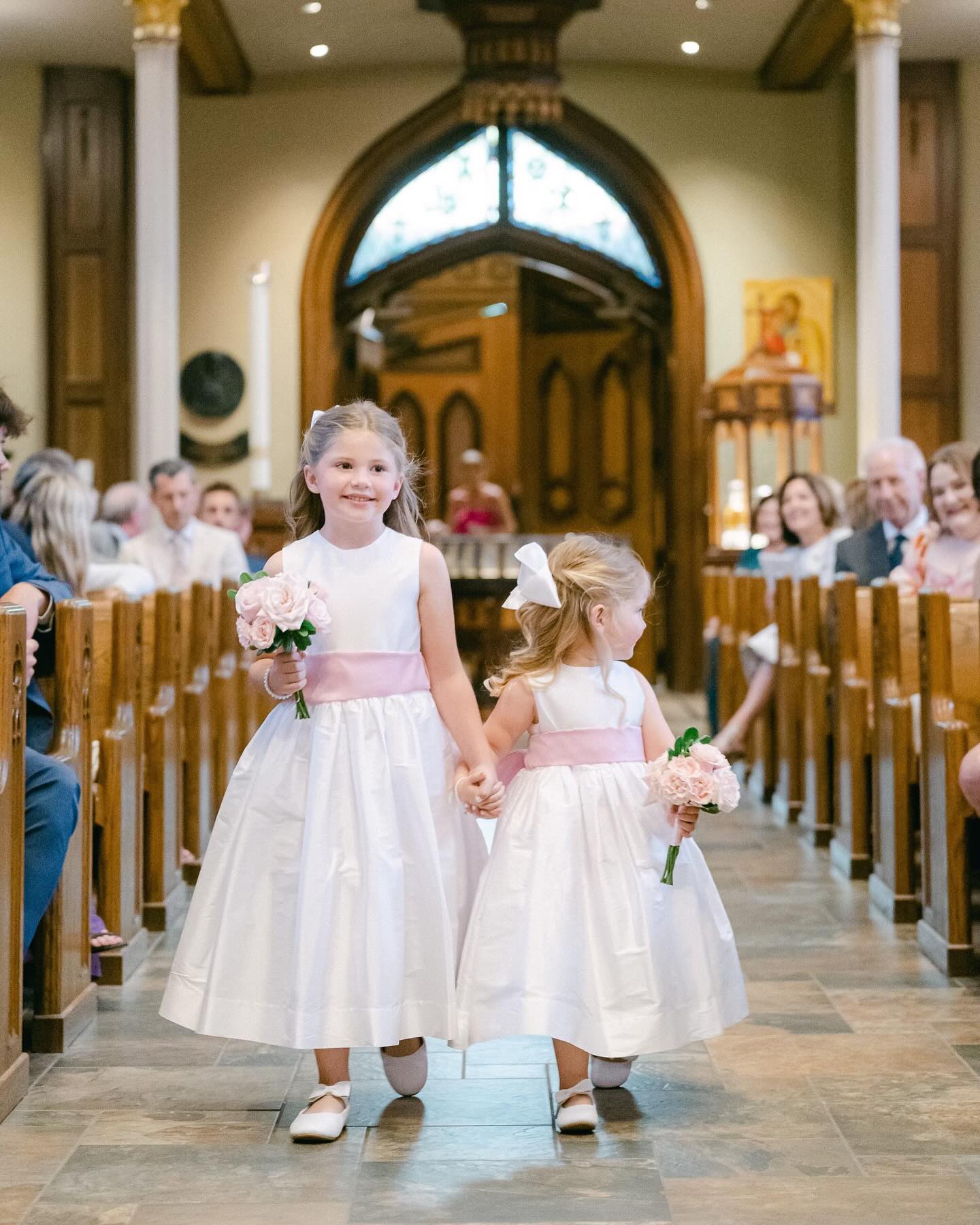 White satin ballet flats for flower girl